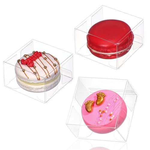 ROSPAKTEK 50Pcs 2.17x2.17x1.38 Inch Single Boxes for Chocolate Covered Ore Macaron Brownie Treat Candy Small Gifts - Wedding Bridal Shower Birthday Party Favors