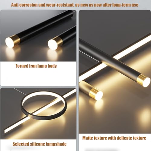 Luces colgantes LED lineales para mesa de comedor con control remoto regulable 6