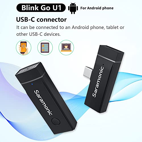 Saramonic Wireless Microphone For Android, Blink Go-U1 Wireless Lavalier Microphone With Noise Cancellation For Samsung/Lg/Pixel/Android Type-C Devices Youtube Vlog Facebook Live Stream Interview #TOP1