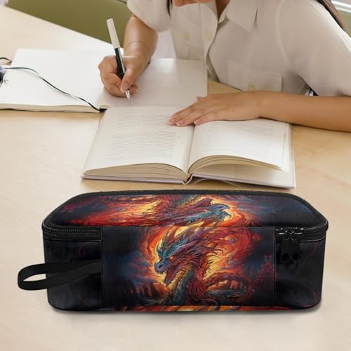 Image of Cool Dragon Boys Pencil Case Large Capacity,Black Pencil Pouch for Kids Portable Pencil Organizer for Children Girls Aesthetic Pencil Bag with Double Zipper Pencil Box Make Up Bag