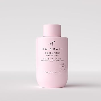 Hair Gain Hydrating Shampoo, 70ml, Travel Size, Sulphate-Free, All Hair Types, Peptide-Enriched, Vegan, Paraben-Free, Strengthening, Frizz-Reducing