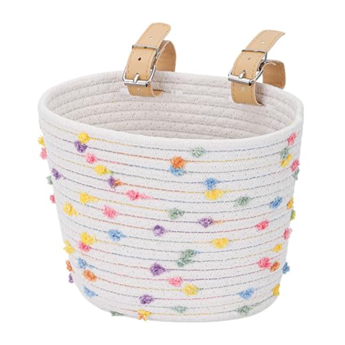 YGMXZL Cesta de bicicleta infantil para meninos e meninas - cesta de corda de sisal tecida | ajusta-se a bicicletas de equilíbrio, patinetas | armazenamento decorativo leve (branco)