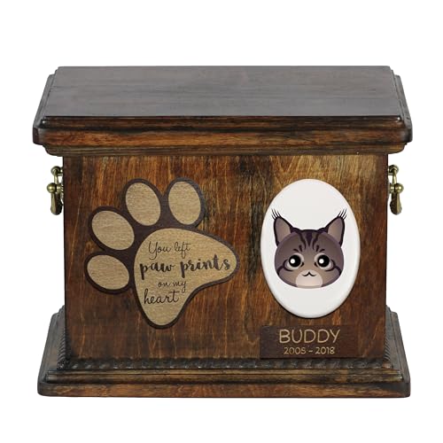 Urne pour cendres de chat boîte en bois design géométrique - 2