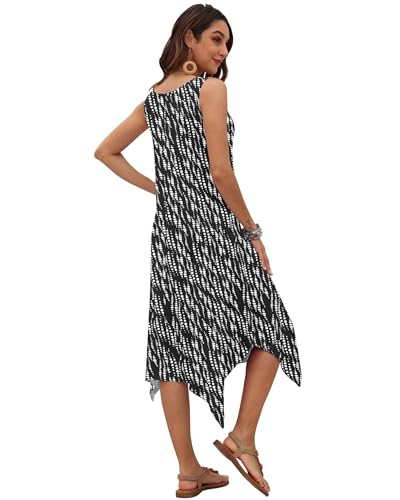 Image of AUSELILY Women's Summer Dresses Casual Sleeveless Midi Tank Beach Dress | Women's Asymmetrical Hem Sundress with Side Pockets, Great for Beach, Vacation & Daily Wear