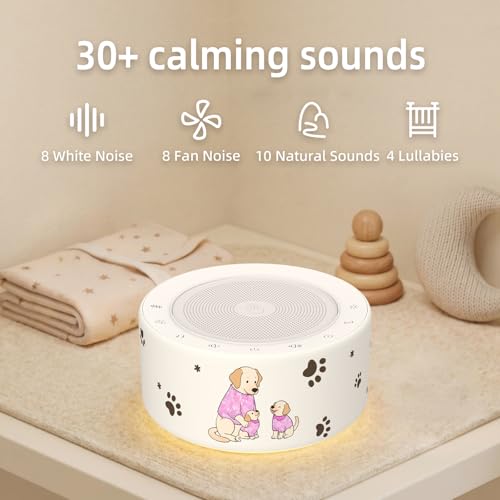 Image of Kipcush White Noise Machine for Baby & Adults, Sleep Sound Machine with 30 Soothing Sounds, 8-Color Night Light, Memory Function, White Noise for Sleeping, Nursery, Office, Travel, Relaxation