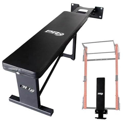 PRx Performance Folding Wall Mounted Flat Weight Bench - Home Gym Equipment, Space-Saving Workout Bench, Full Body Exercise, Weightlifting, Bench Press Seat, Ideal For Gym Enthusiasts - Black Cover