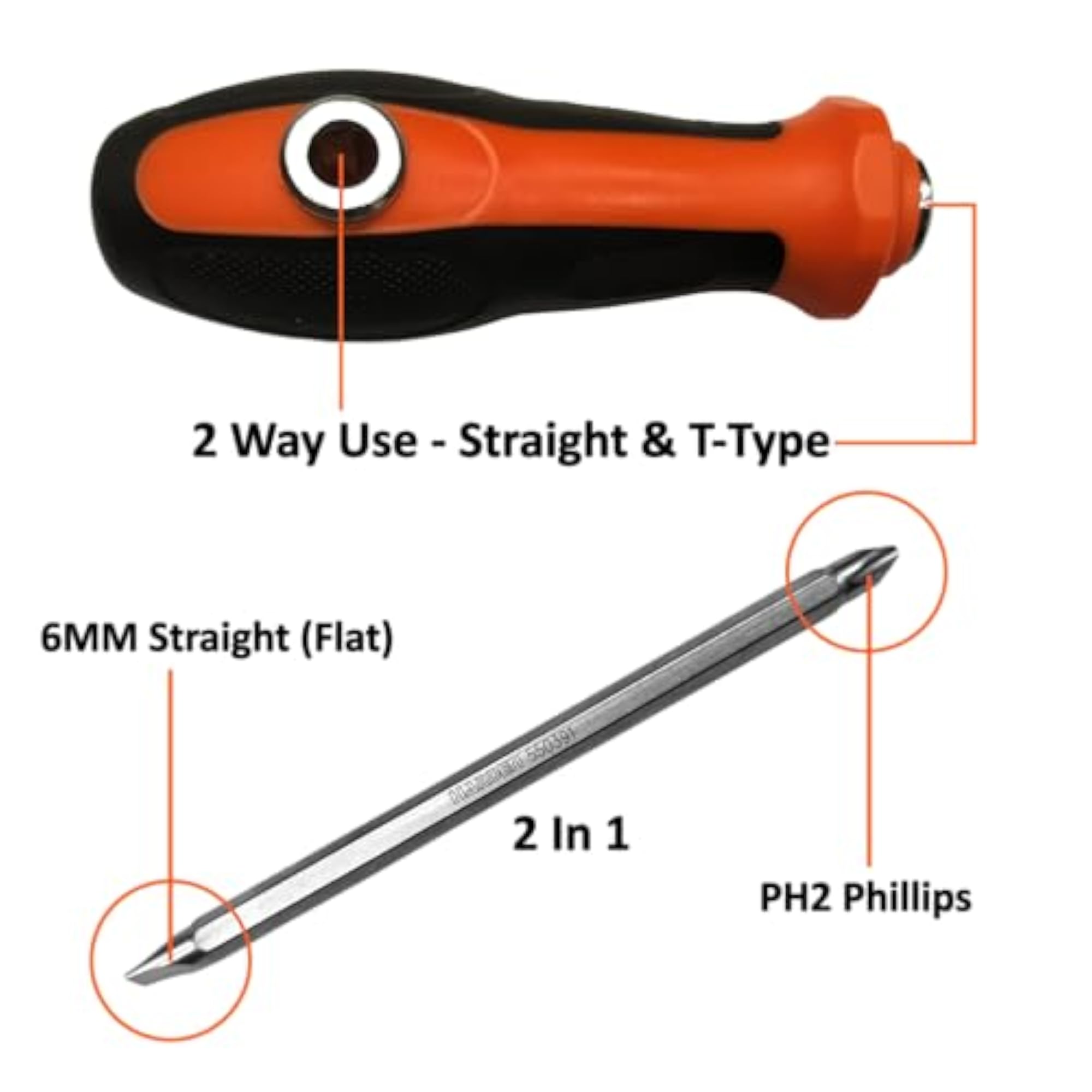 2 in 1 Screwdriver Slotted & Phillips Magnetic Tip