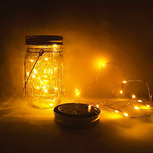 Aikeve Solar Mason Jar Lights,4 Pack 30 Led Starry Fairy String Hanging Jar Lights,Solar Lanterns For Outdoor Patio Party Garden Wedding Christmas Decorations Lights(Mason Jars/Handles Included) #TOP5
