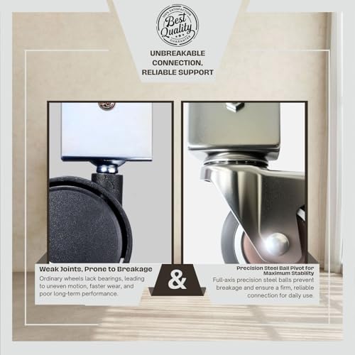 Image of 4-Pack Heavy-Duty Wheels Compatible with Stokke Tripp Trapp High Chair - 2-Inch Silent Casters with Chrome-Plated Steel Brackets, 360 Rotation, No-Scratch Design, Supports 176 lbs (1 STE)