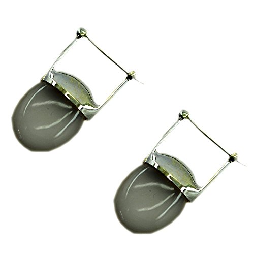 Boucle d'oreille pierre de lune naturelle arc-en-ciel en argent pour femme