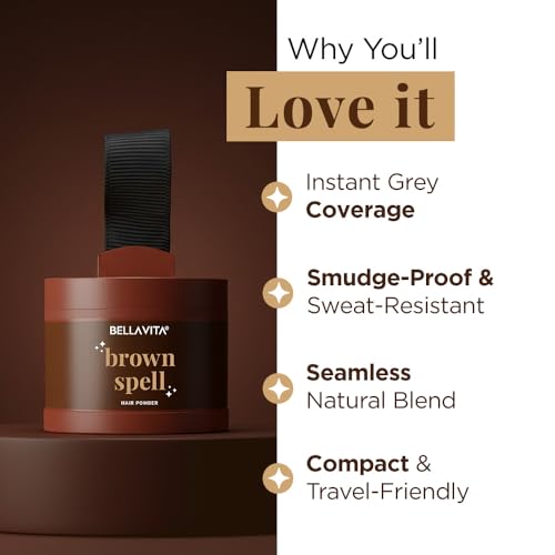 Image of BELLAVITA Brown Spell Hair Powder | Instant Grey Coverage & Thinning Spot Concealer | Smudge-Proof, Sweat-Resistant & Long-Lasting Formula | Natural looking colour | 4g