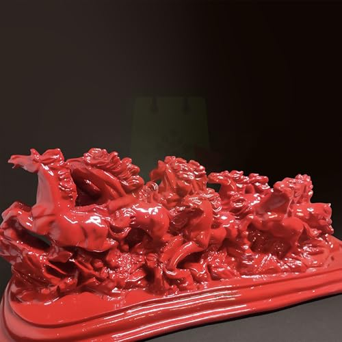 Image of Red Horse | Vastu 12 Running Horses |Size-39cm Approx |Weight- 1800gm Approx | 12 Horses Vastu Remedy | Decorative Showpiece for Home and Office |Pack of 1