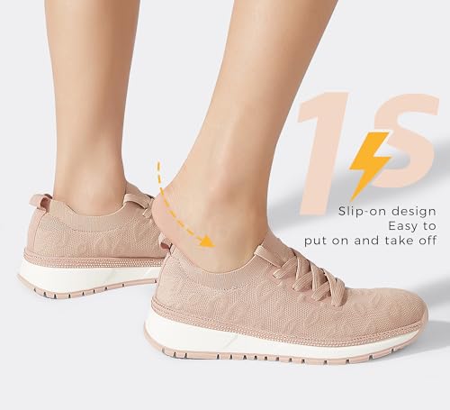 LUCKY STEP Women 's Mesh Slip on Sneaker Elastic Sock Knit Comfortable Breathable Lightweight Fashion Casual Walking Shoes2