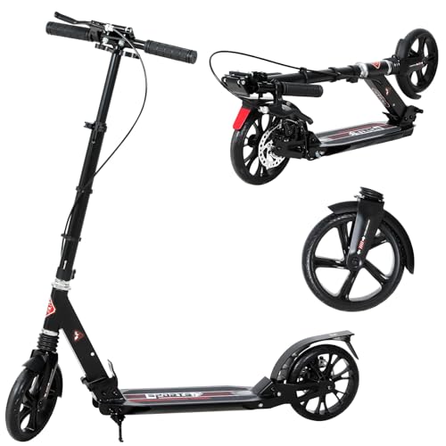ISE Roller 200mm Big Wheel Scooter mit Doppelbremse & Federung - Klappbarer...