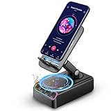 Hupoaf Adjustable Cell Phone Stand with Wireless Induction Bluetooth Speaker, HD Surround Sound for Home and Outdoors, Compatible with iPhone/iPad/Samsung Galaxy, Popular Gifts for Men Women Dad Mom