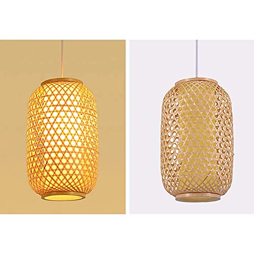 Lantern Chinois suspendu luminaire bambou rétro traditionnel E27