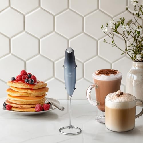 Image of Zulay Kitchen Powerful Milk Frother Wand With Duracell Batteries - Ultra Fast Handheld Drink Mixer - Electric Whisk Foam Maker for Coffee, Lattes, Cappuccino & Matcha - Z1 Motor - Storm Blend
