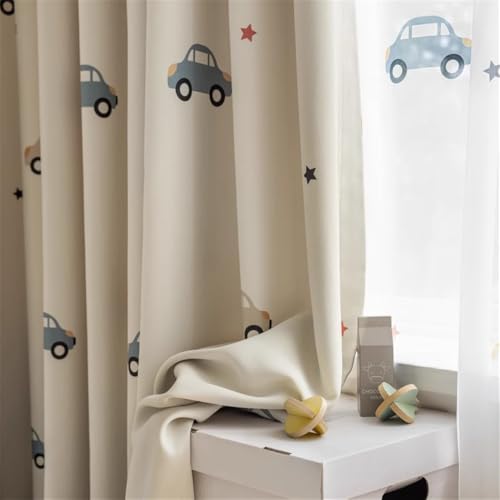 NewWPKIRA 2 Panels Cute Cars Pattern Curtains for Kid's Bedroom