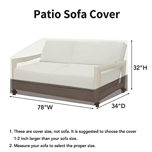 Easy-Going Patio Loveseat Cover UV Resistant Outdoor Couch Cover Bicolor Patio 2-Seater Bench Cover Waterproof Outdoor Furniture Cover with Reflective Hemming (78Wx34Dx32H inch, Beige/Brown) by Easy-Going - Image 3