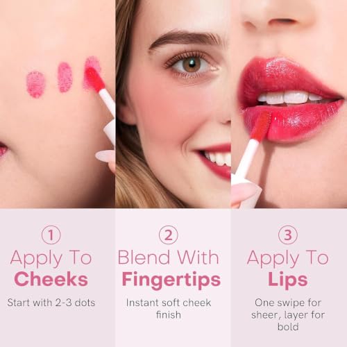 Image of bayfree Lip Tint Stain Set, 4 PCS Lip & Cheek Tint Lightweight Non-sticky | Waterproof Lip Stain, Long Lasting Liquid Blush & Cheek Tint, Transfer-Proof, Matte Finish Lip Color Makeup