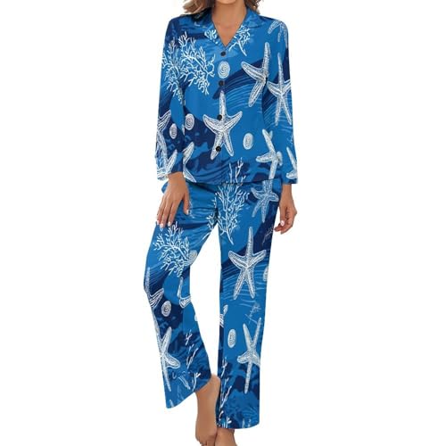 Pyjama confortable grande taille à manches longues motif étoile de mer