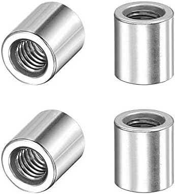 sourcing map Round Weld Nuts, M8 x 12mm x 12mm Weld On Bung Female Nut Threaded - 201 Stainless Steel Insert Weldable 4pcs