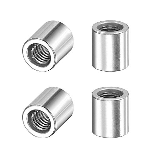 sourcing map Redondas Soldar Tuercas, M6 x 10mm x 11mm Soldar Tap�n Hembra Tuerca Roscada - 201 Acero Inoxidable Inserto Soldable 4uds