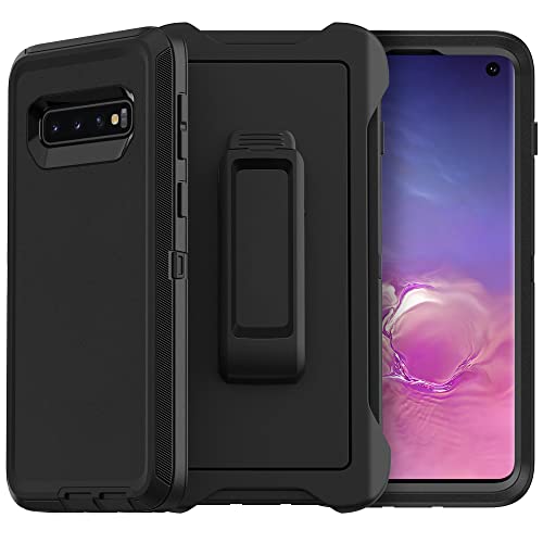 BEASTEK Shockproof Galaxy S10 Case, Dustproof Military Grade Heavy Duty Drop Protective Cover with Defensive Belt Clip Holster with 360° Kickstand, for Samsung Galaxy S10 (6.1'') (Black)