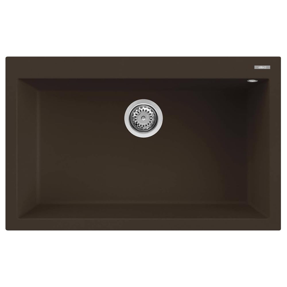 Elleci Lavello Incasso Quadra 130 Sopratop 1 Vasca 79×50 Espresso Marrone Granitek LGQ13078