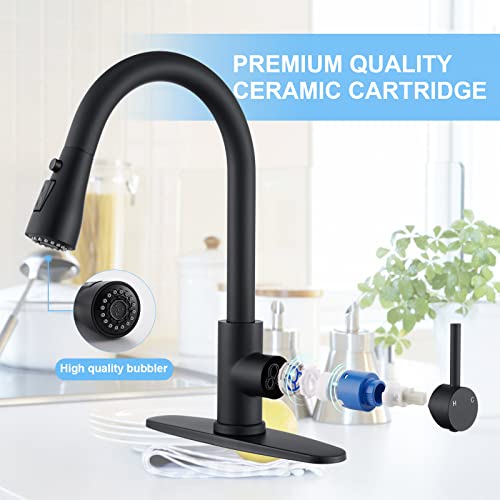 AIODZLFD Matte Black Stainless Steel Pull Down Kitchen Sink Faucet - image 4