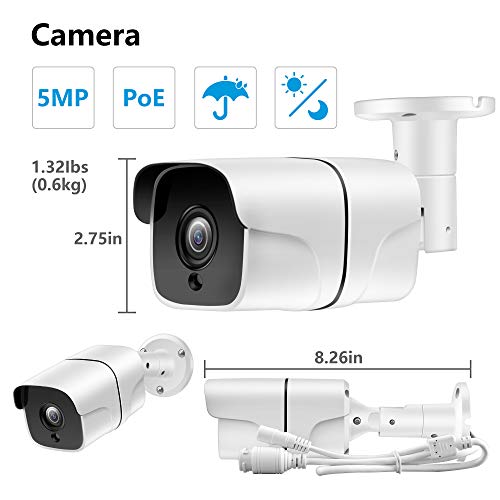 Buy UltraHD 5MP Outdoor POE IP Camera, 2592x1944, 130ft NightVision