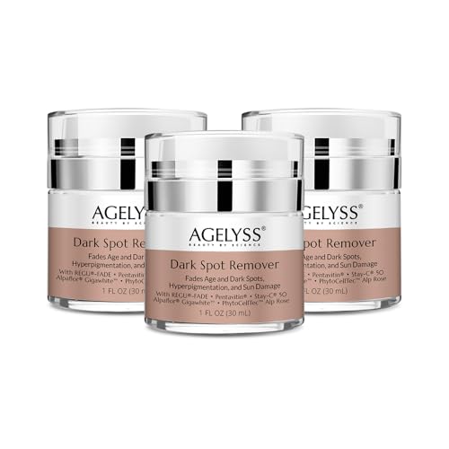 Agelyss Dark Spot Remover Brightening Serum Fades Appearance of Dark Spots Evens Skin Texture Hydrating & Nourishing Paraben-Free Vegan Cruelty-Free 1 FL OZ - Pack of 3