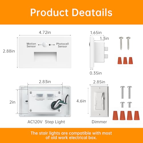 Teekuv 12 Pack 120V LED Step Lights Indoor Motion Sensor, White by Teekuv - Image 7