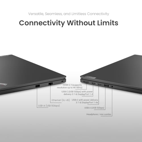 Image of Lenovo ThinkPad E14 14 inch FHD+ 60Hz AMD Ryzen 7 250 Business Laptop | 64GB DDR5 RAM, 2TB SSD, Backlit Keyboard, Fingerprint Reader, RJ 45, Wi-Fi 6, Windows 11 Pro, Black, w /Bundle