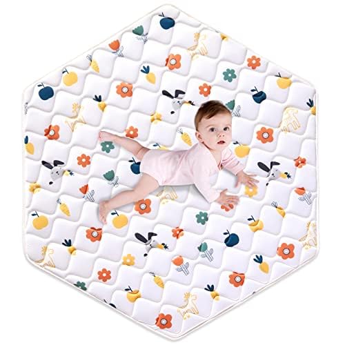 Image of Premium Foam Baby Hexagon Mat 59" X 59", Thick One-Piece Crawling Mat, Odorless BabyMat Floor Mat, Non-Slip Cushioned Baby Playmat for Infants,Babies,Toddlers. Machine Washable for Easy Care.