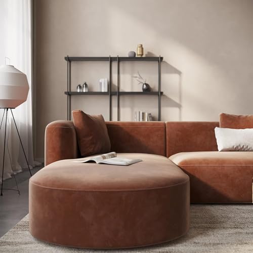 Image of Modern Classic L Shape Sectional Sofa Set, Chesterfield Style 4 Seater Sofa Set with Pillows for Living Room, Bedroom and Office and Hallway Colour (L-Shape RHS Brown)