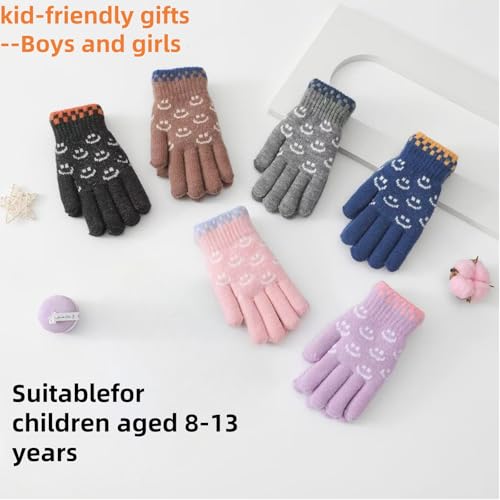 Kids Warm Winter Warm Gloves Knit Thermal Cold Weather Snow Gloves Fleece Lined Mittens for 8 9 10 11 12 13 Yers Girls Boys3
