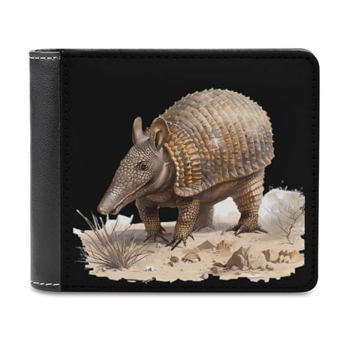 Armadillo in Desert Funny Bifold Wallets for Men Front Pocket Purse with Multiple Credit Card Holder