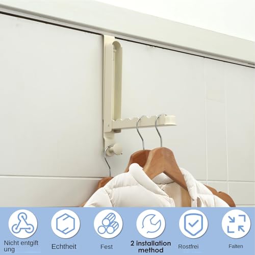 Foldable Over the Door Clothes Airer - Space Saving Clothes Rack with 6 Grooves and Extendable Rod for Towel Rail in Bedroom - Image 8