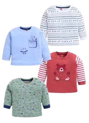 Image of LuvLap Baby Boys Regular Fit 100% Cotton Full Sleeves Boys T-Shirt Set Pack of 4
