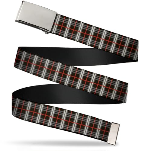 Buckle-Down Men's Web Belt Plaid, Multicolor, 1.5