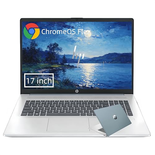 HP 17.3 HD+ Chromebook Intel Dual-Core CPU | 8GB RAM 256GB SSD | 9.5HRs Battery FastCharge | ChromeOS Flex Intel UHD Graphics | Designed for School and Work Game App Not Allowed Moonlight Blue