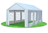 Stabilezelte Partyzelt 3x6 Classic Premium PVC 400 g/m² wasserdicht inkl. Seiten Festzelt Gartenzelt Weiß