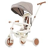 子供用三輪車 7in1 折りたたみ 手押し棒付き 6ヶ月-6歳 座面回転 自転車 超軽量 乗用玩具 誕生日 プレゼント【カラー：ベージュ】