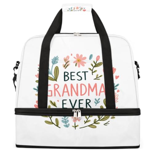 Sports Gym Bag Flowers Embroidery Large Travel Duffel Bag With Shoe Compartment Foldable Waterproof Carry-On Weekend Travel Bags for Camping Overnight Yoga Hospital Travel Bags