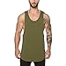 Produktbild LABIUO Oberteile Männer Mode Baumwolle Fitness Weste Lässige Muscle Rundhals Ärmelloses Shirt(Armeegrün,X-Groß)