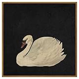 InSimSea Framed Swan Art on Black Wall Decorations Canvas Wall Art, Grace Swan Painting Pictures Room Decor Rustic Bathroom Wall Decor, Farmhouse Wall Decor for Living Room Bedroom Office Decor 16x16