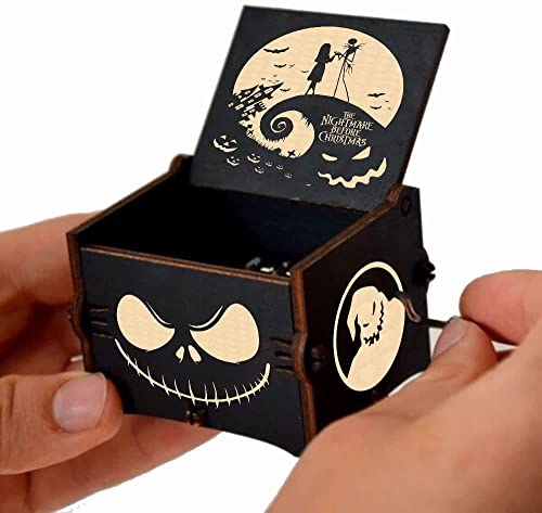 PeaMirmy Caja de música de manivela La Pesadilla Antes de Navidad Caja de música de Madera Tallada...