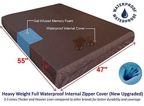 Dogbed4less Orthopedic Memory Foam Dog Bed for Large Dogs with Durable Denim Cover, Waterproof Liner and Extra Pet Bed Case, Jumbo 55X47X4 Inches