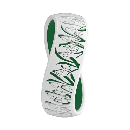 Enso Rings Holiday Silicone Rings - Ultra Comfortable and Breathable - 6.6mm Wide, 1.75mm Thick - Snowdrops - White/7732C - Size 5 by Enso Rings - Used condition - Image 3